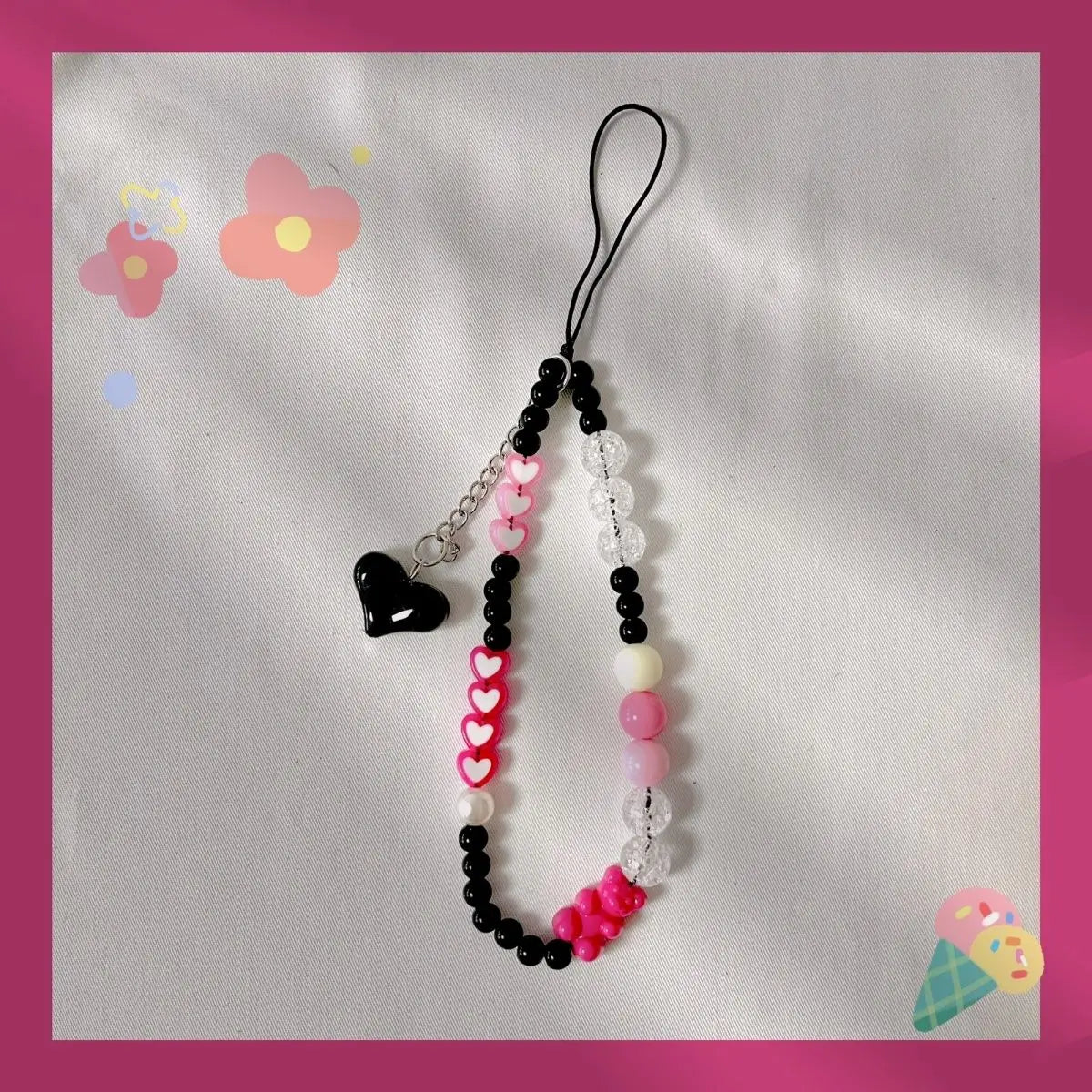 Colorful Macaron Bead Phone Lanyard Wrist Strap - Anti-Lost Short Handheld Mobile Chain for Women