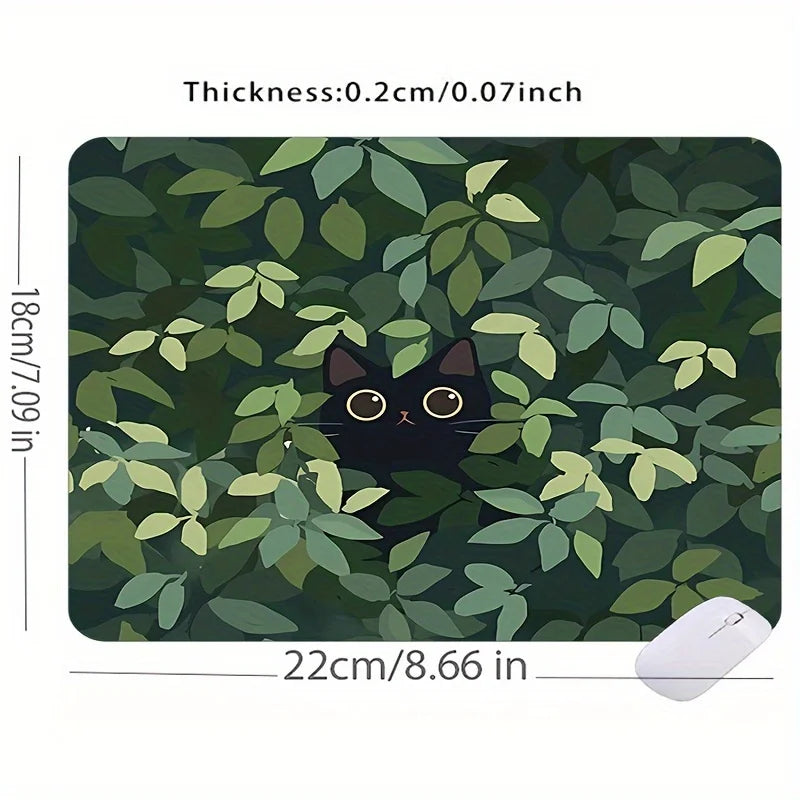 Black Cat Cartoon Mouse Pad - Anti-Slip Kawaii Rubber Desk Mat for Laptop & Keyboard