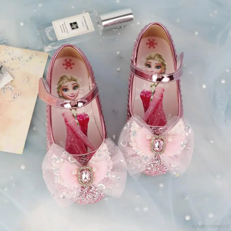 Girls Princess Crystal Flower Soft-Bottom Baby Shoes - PU Leather Flat Toddler Shoes