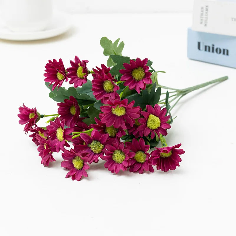 21-Head Sunflower & Daisy Bouquet - Chamomile Artificial Flowers for Wedding, Home & DIY Decor