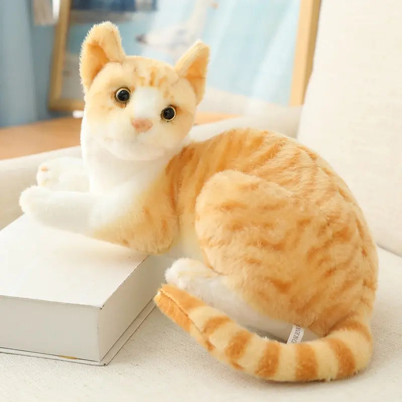 Siamese Cat Plush Toy 7.9–9.8 in (20–25 cm) Lifelike Stuffed Cat, Soft Cuddly Decor & Gift
