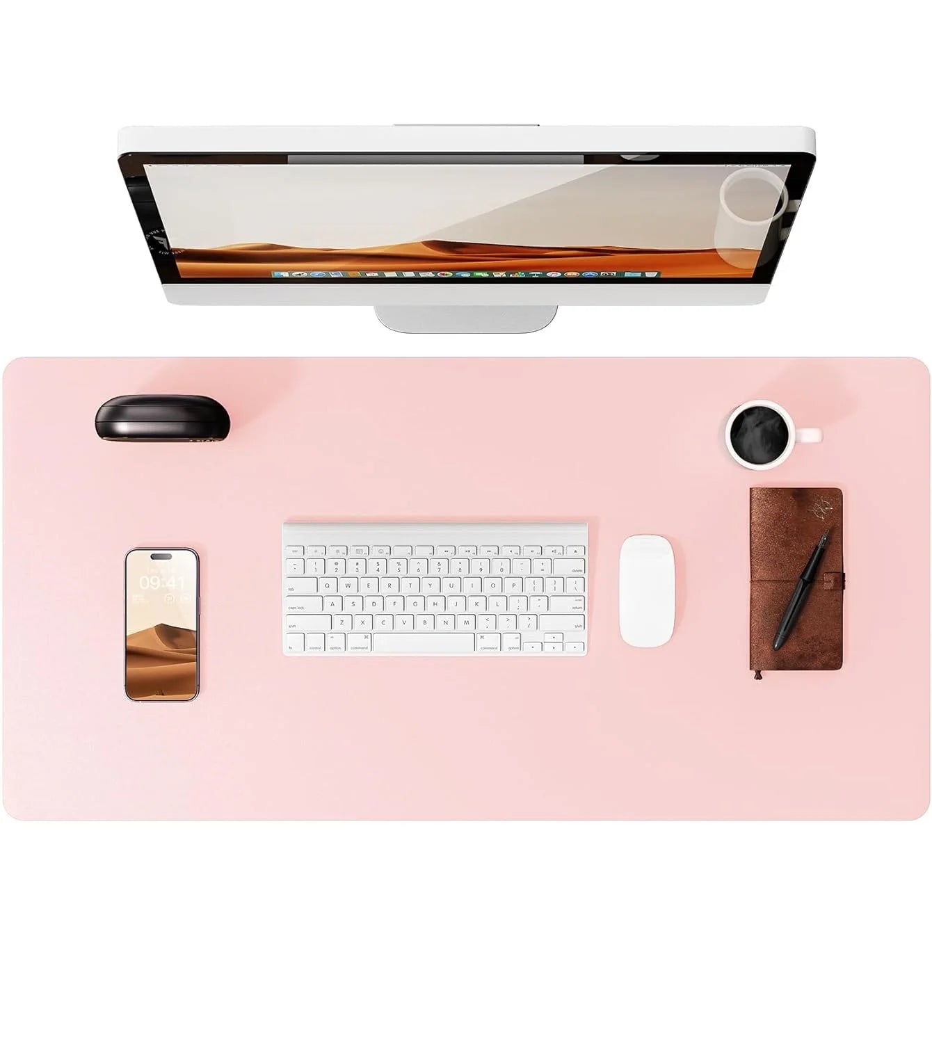 Large PU Leather Desk Pad - Non-Slip Waterproof Office Mouse Pad & Laptop Desk Mat