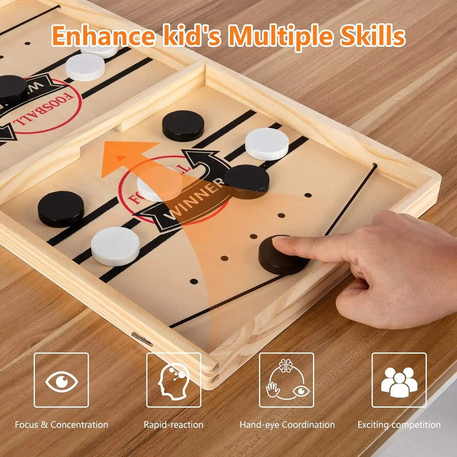 Wooden Multi-Game Tabletop Set – Catapult Chess, Foosball & Table Hockey – Family Interactive Board Game for Kids & Adults, Ages 4+
