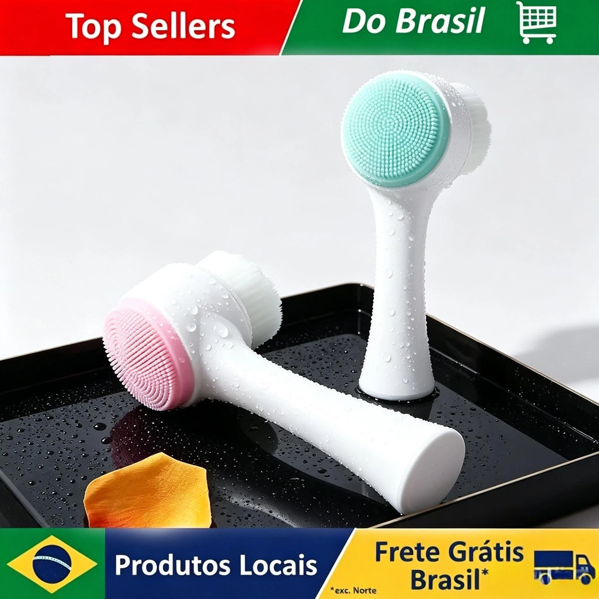 Gentle 3D Double-Sided Silicone Facial Cleansing Brush, Manual Exfoliator and Massage for Sensitive Skin
