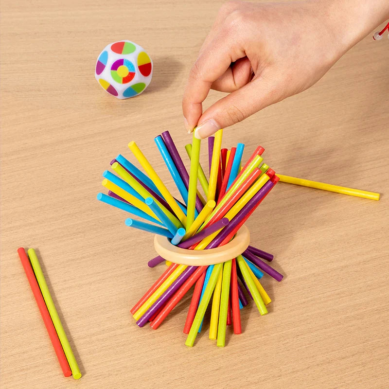 3-in-1 Wooden Stick and Tower Montessori Math Game for Early Learning, Parent-Child Thinking Toy