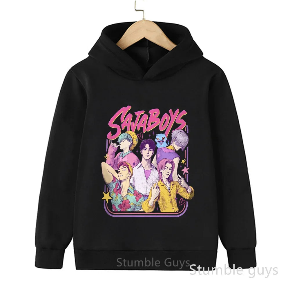 Kids Anime Demon Hunters Hoodie - K-Pop Style Warm Casual Sweatshirt for Boys & Girls