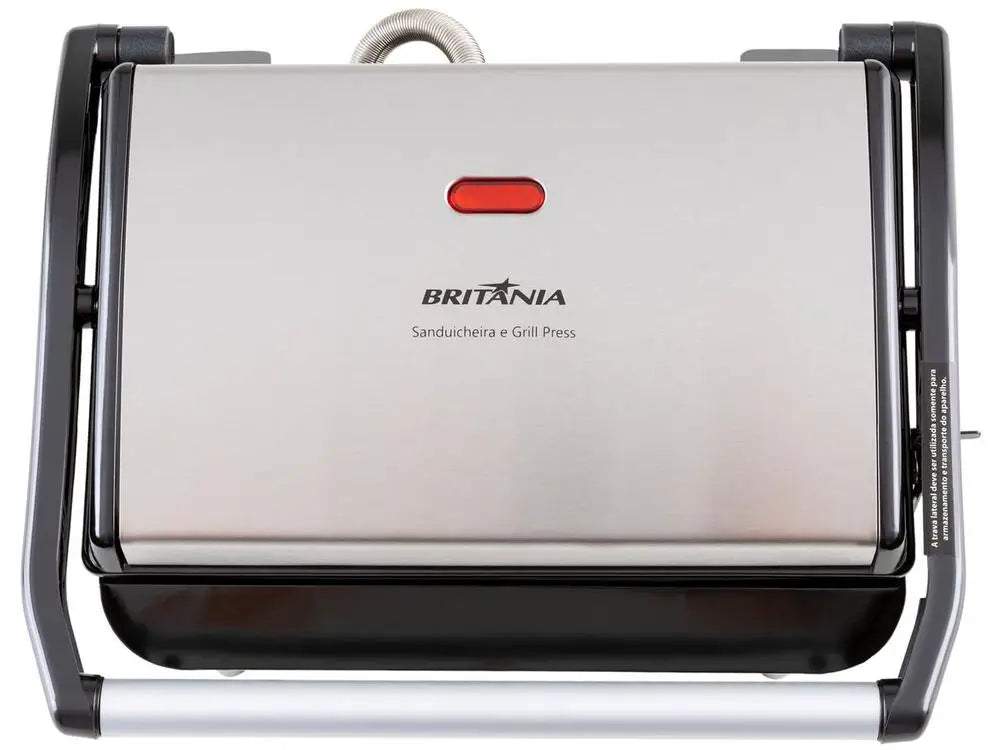 2-in-1 Sandwich Maker & Grill Press 850W 220V, Silver Non-Stick Plates, 2-Sandwich Capacity
