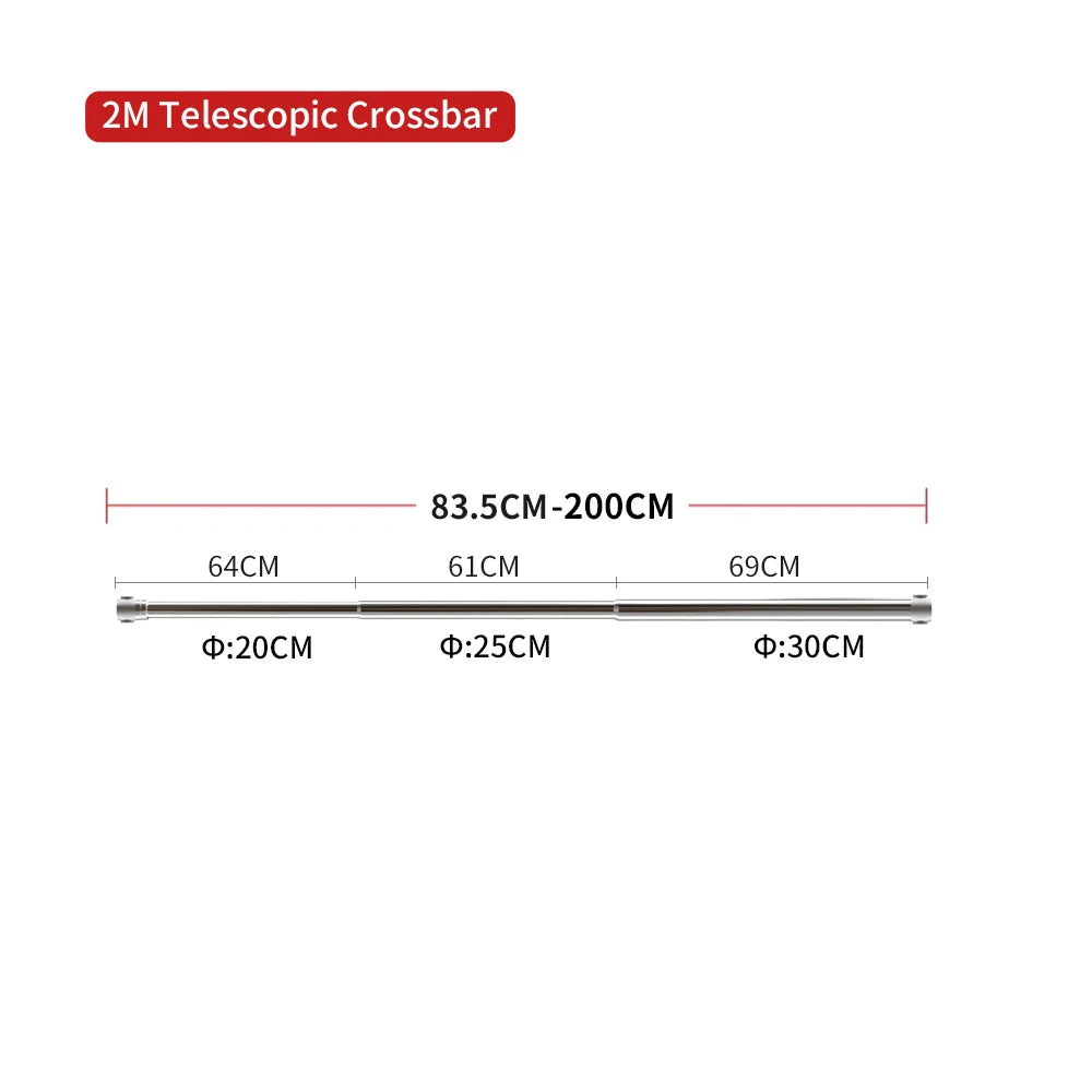 Universal Telescopic Background Crossbar 2m/3m (6.6 ft/9.8 ft) Adjustable Photography Backdrop Stand Boom