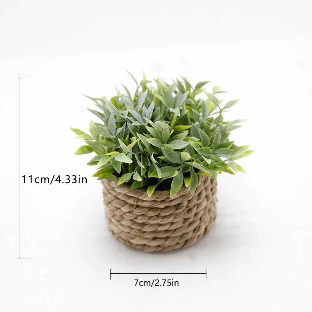Faux Eucalyptus Potted Plant 11 cm (4.33 in) Green Artificial Tabletop Plant for Home and Office Decor