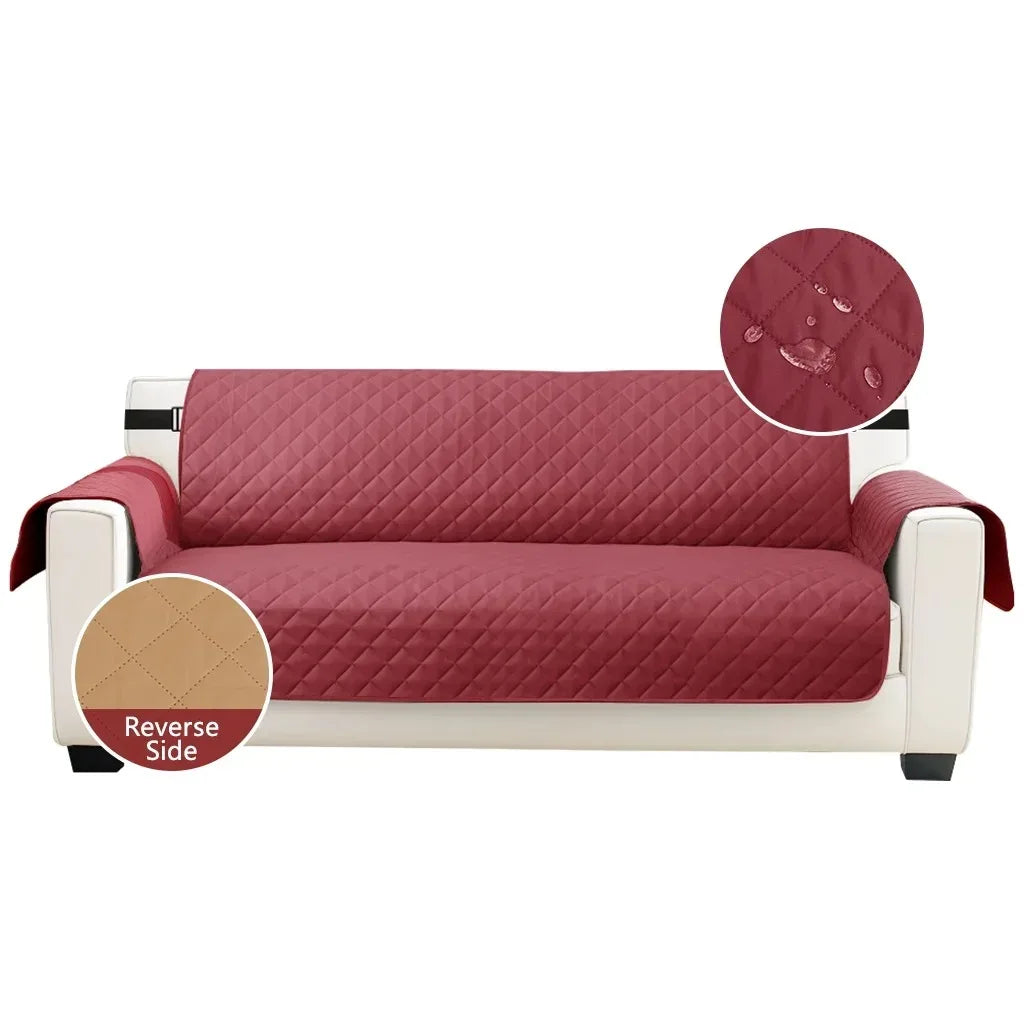 Waterproof Quilted Sofa Cover – Anti-Wear Non-Slip Washable Couch Slipcover with Elastic Straps | Sofa Protector for Kids & Pets