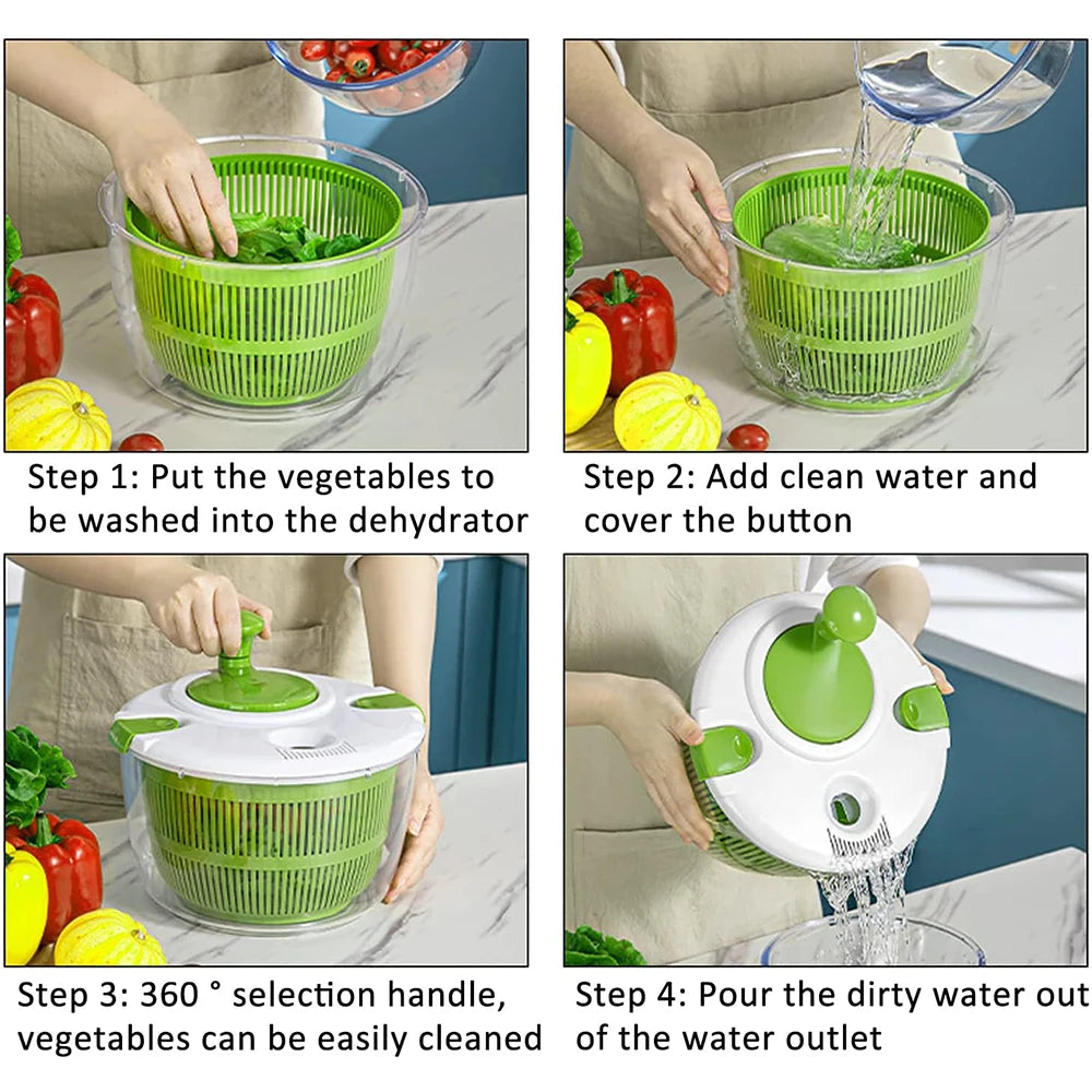 5L (1.3 gal) Salad Spinner & Vegetable Washer Dryer – Multi‑Use Bowl Colander for Lettuce & Greens