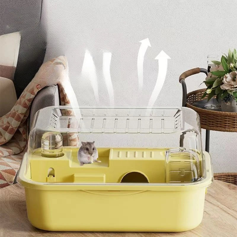 Large Chew-Proof Hamster Cage with Openable Top and Acrylic Panels – Solid Small Pet Habitat