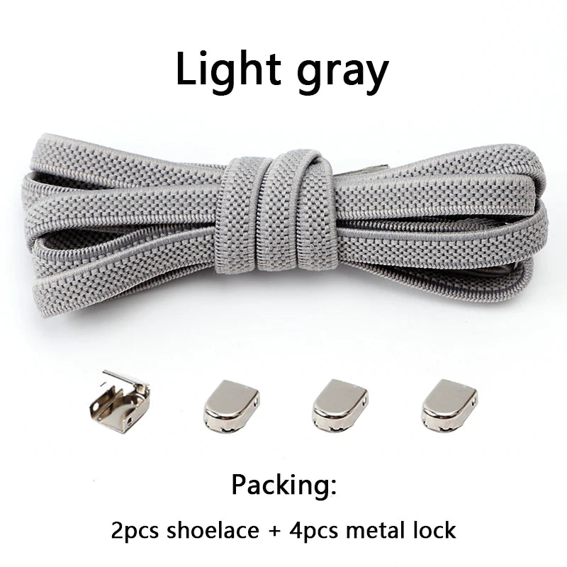 No-Tie Elastic Shoelaces with Metal Buckles – 1 Pair Quick Laces, One Size Fits All for Adults & Kids (105 cm / 41.3 in)