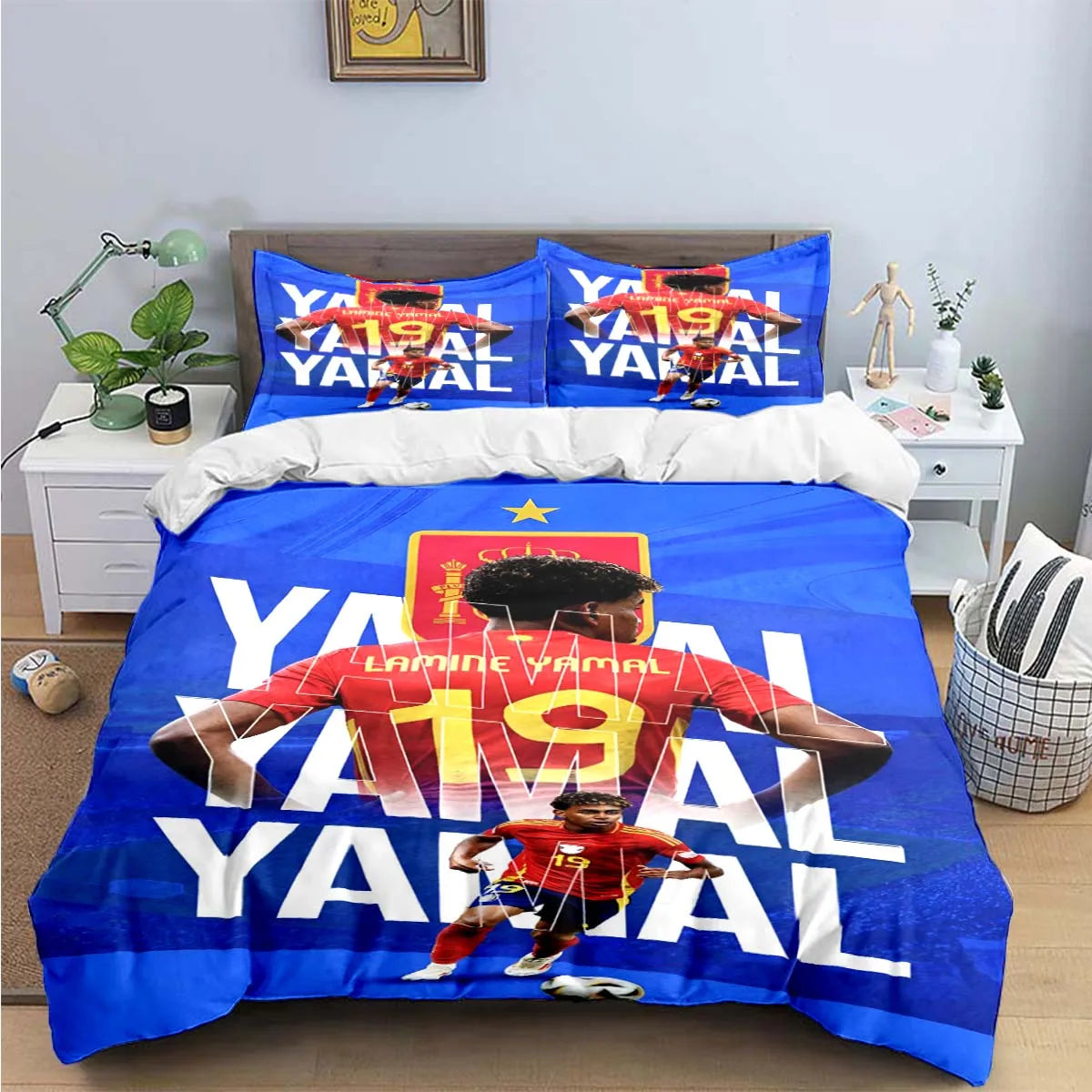 3-Piece Football 3D Print Microfiber Duvet Cover Set with Pillowcases – Soft Hypoallergenic Bedding