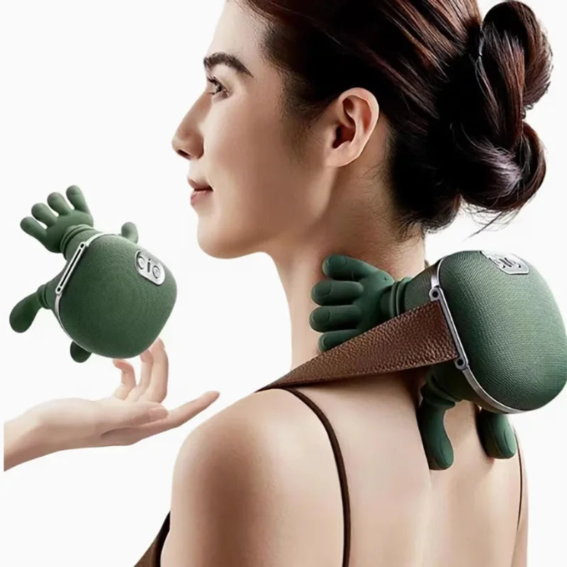Wireless Electric Neck & Shoulder Massager with Finger-Style Nodes, Battery-Powered