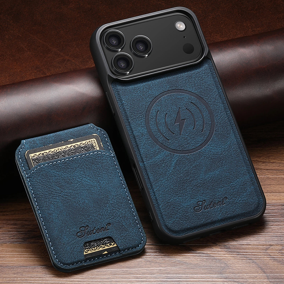 Magnetic Wireless Charging Wallet Phone Case – Faux Leather Card Holder & Stand for iPhone (Multiple Models)