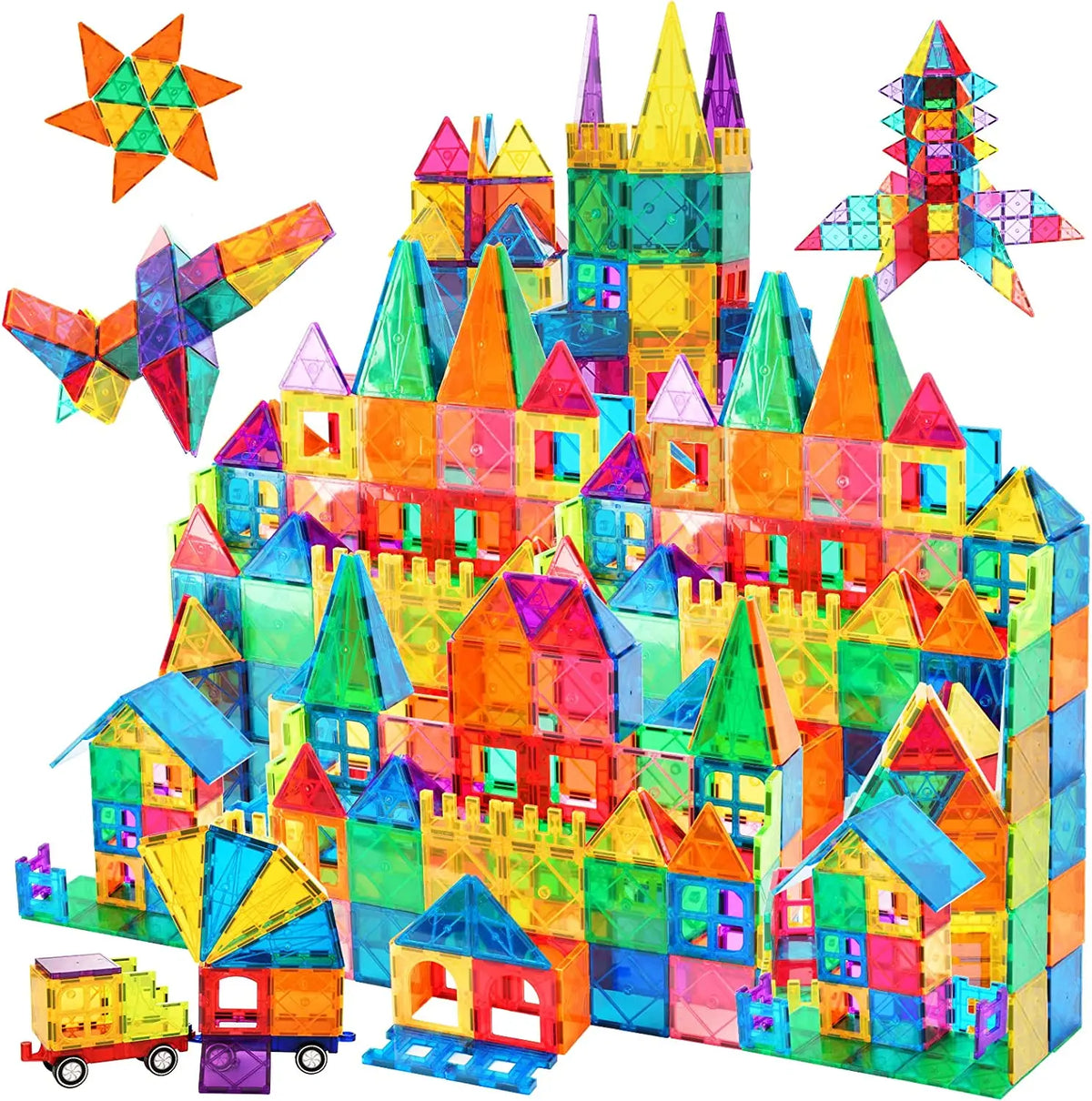 130-Piece 3D Colorful Transparent Magnetic Building Blocks – STEM Educational Toy for Kids