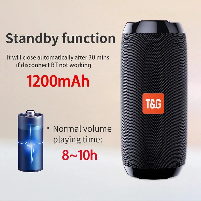 Portable Wireless Bluetooth Speaker 10W — TWS, FM Radio, IPX5 Waterproof, 1200mAh Handsfree