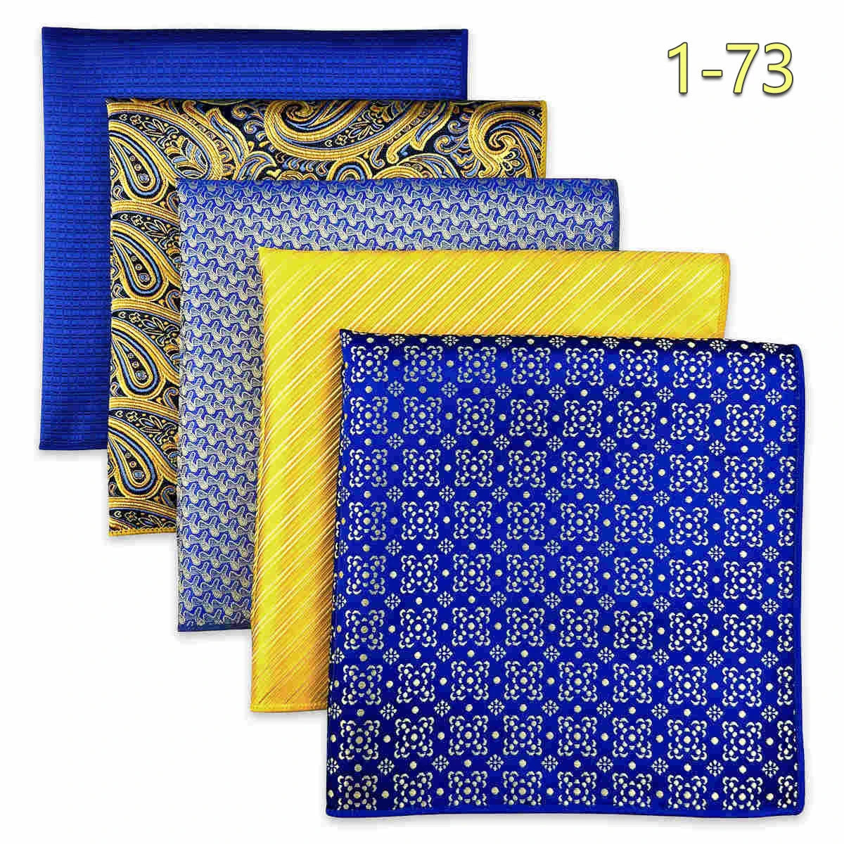 5-Pack Men's Microfiber Pocket Squares 12.6 in (32 cm) - Jacquard Woven Wedding & Formal Handkerchiefs, Assorted Patterns