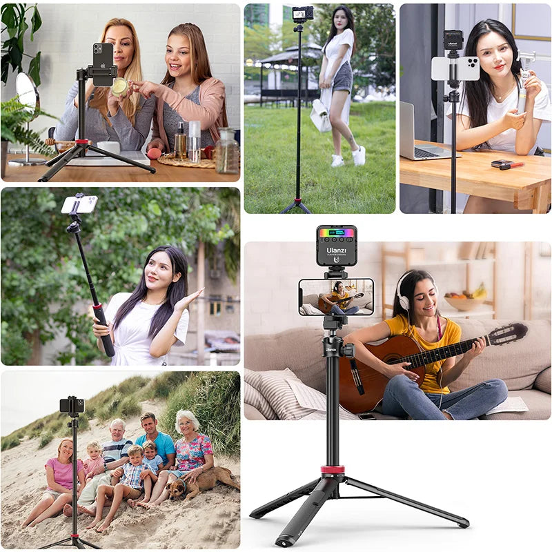 Extendable Vlog Tripod with Cold Shoe Phone Mount — Portable Smartphone & DSLR Table Tripod