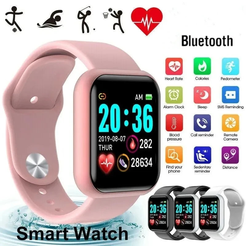 Bluetooth Fitness Smartwatch for Women & Men - Heart Rate, Sleep Monitor, Music Control, Pedometer & Camera Remote (1.3 inch)