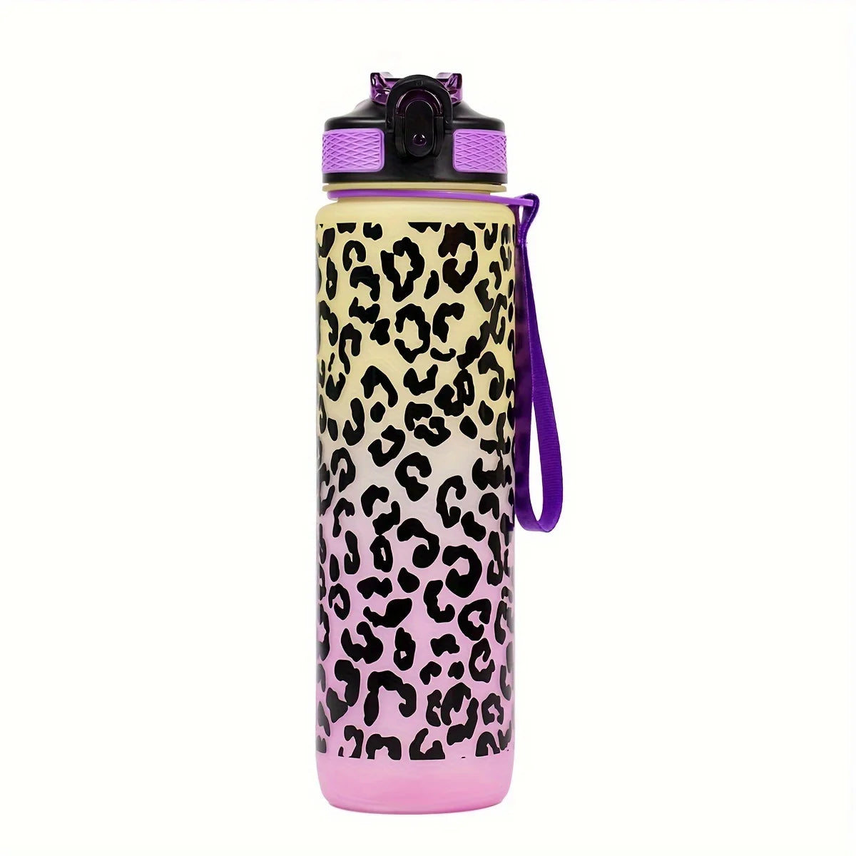 1 L (33.8 fl oz) Leopard Print Leak-Proof Sports Water Bottle - Portable Travel & Gym Bottle