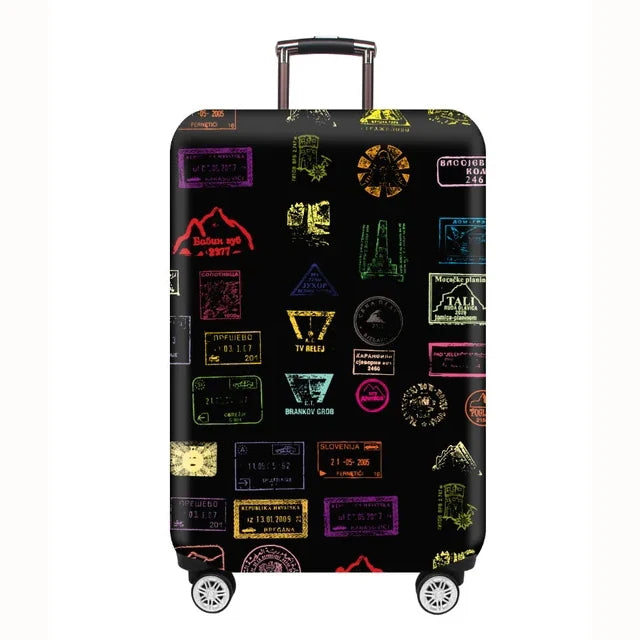 Elastic Stretch Printed Luggage Cover with Zipper & Buckle – Fits 18–32 Inch (46–81 cm) Suitcases – Durable Travel Trolley Protector
