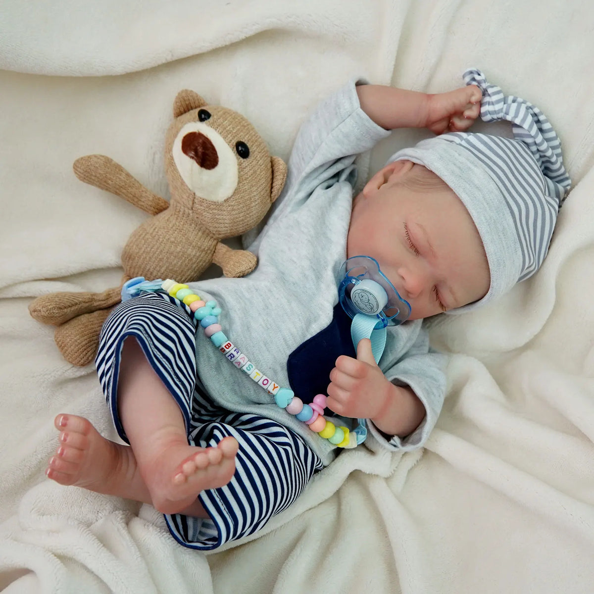 Reborn Baby Doll 48cm (19in) Realistic Silicone Boy Bathable Painted Newborn Doll