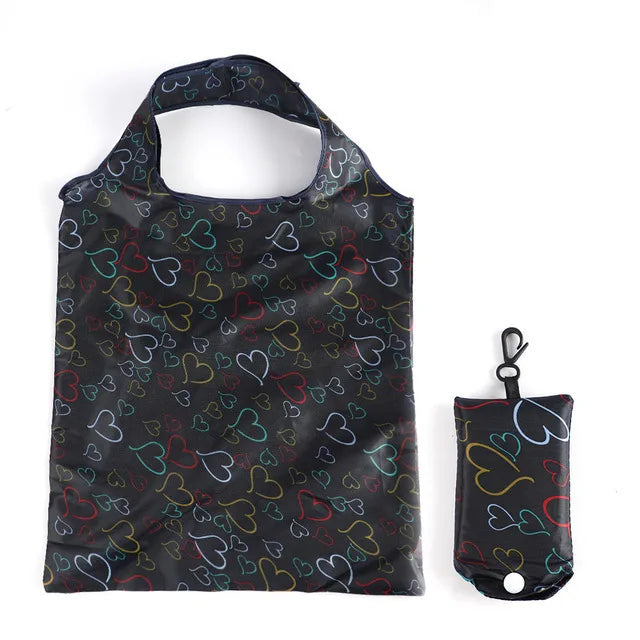 Foldable Reusable Grocery Tote Bag, Lemon Print Eco-Friendly Travel & Beach Pouch