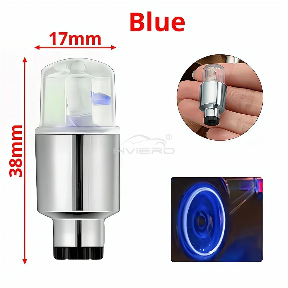2-Pack LED Valve Stem Wheel Lights 12V Neon Tire Caps for Car Motorcycle Bicycle - RGB Waterproof