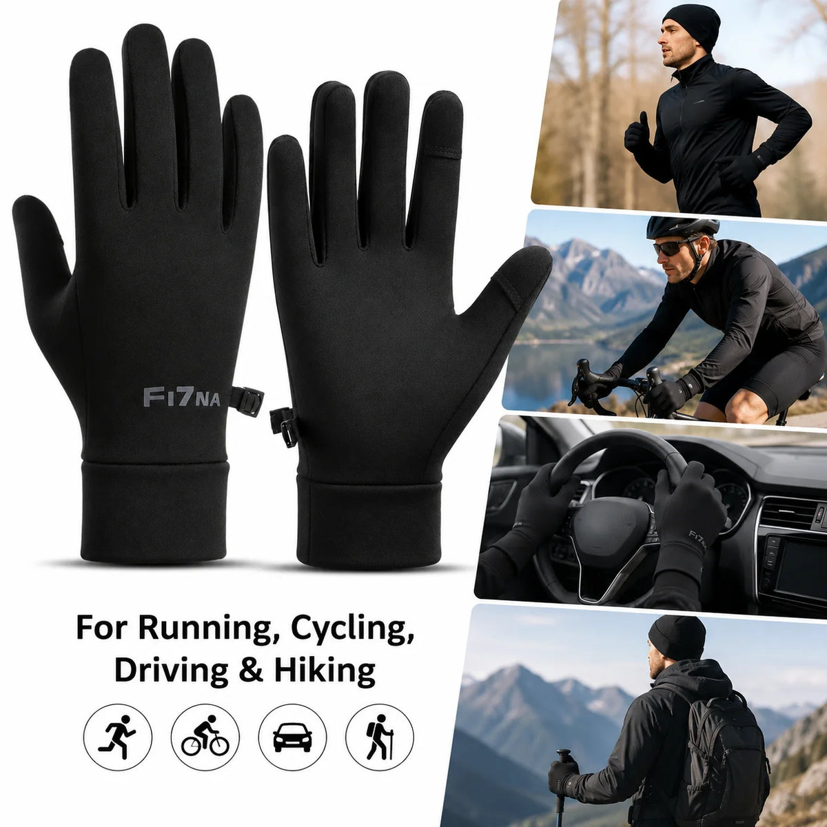 Unisex Touchscreen Winter Gloves — Fleece-Lined, Windproof & Water-Resistant Running Gloves for Cycling and Driving