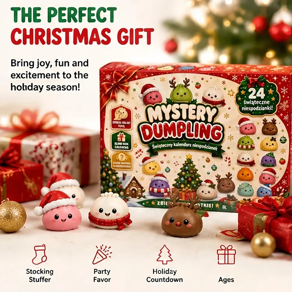 Christmas Advent Calendar 24-Day Dumpling Squishy Blind Box - Slow-Rising Fidget Sensory Countdown Gift