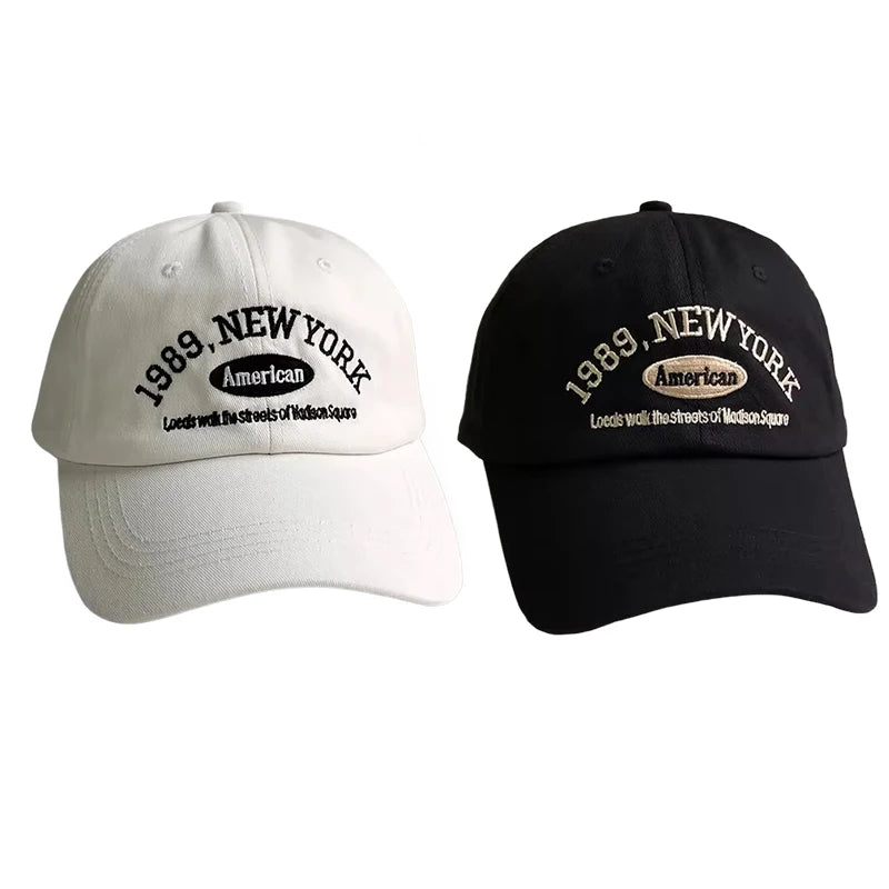 Korean Retro Embroidered Letter Baseball Cap - Unisex Casual Sun Protection Hat