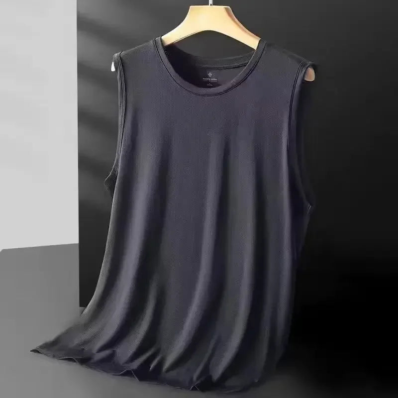 Men's Ice Silk Mesh Tank Top Lightweight Breathable Sleeveless Sports Vest for Summer