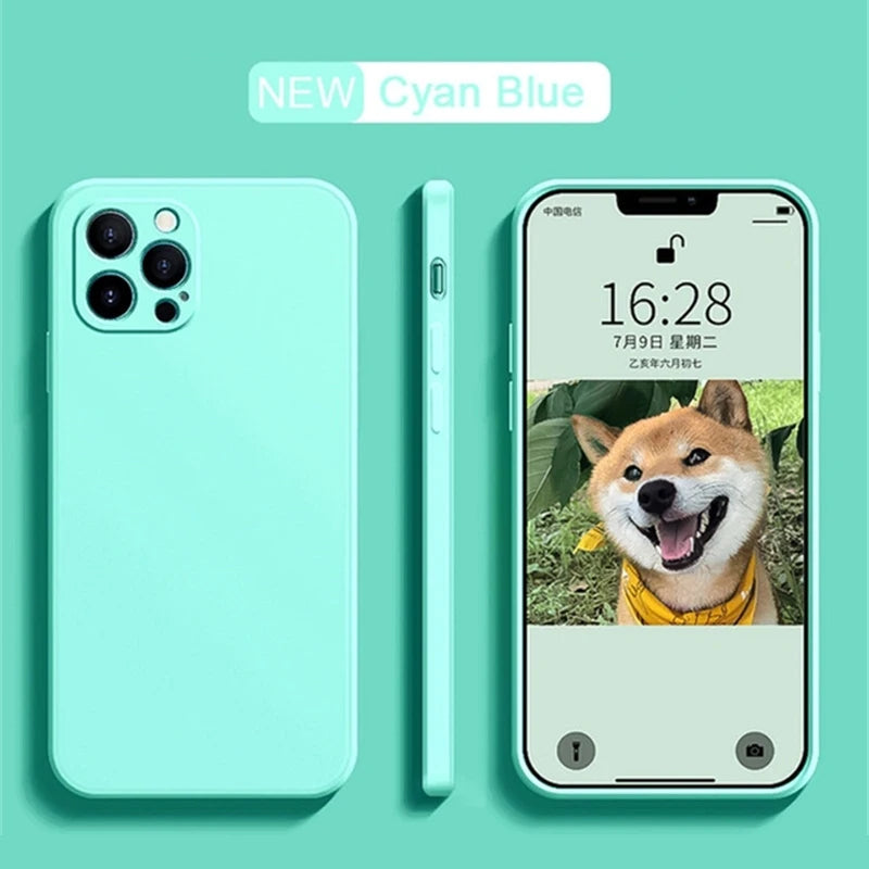 Liquid Silicone Shockproof Full-Coverage iPhone Case, Soft Back Cover, Anti-Scratch, Anti-Fingerprint, Non-Slip