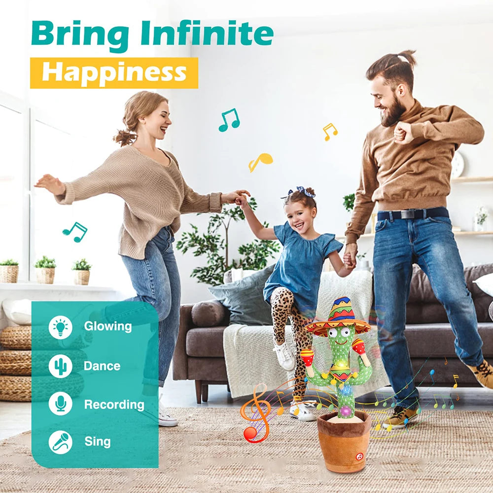 Talking Dancing Cactus Plush Toy - Voice Repeat & Sing, USB Rechargeable LED Interactive Toy for Toddlers & Kids (31–50 cm / 12–20 in)