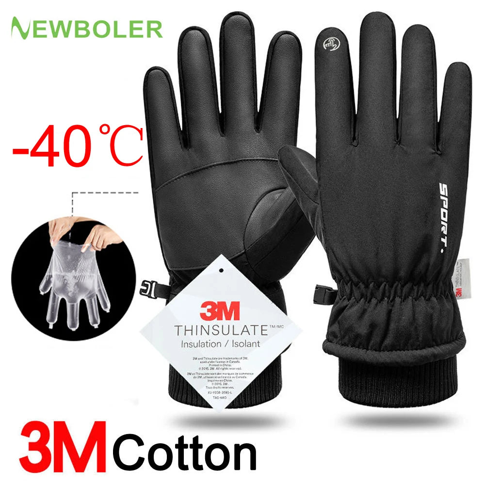 Waterproof Winter Cycling Gloves — Touchscreen, Windproof, Non-Slip Fleece-Lined Full-Finger Gloves for Motorcycling & Outdoor Sports
