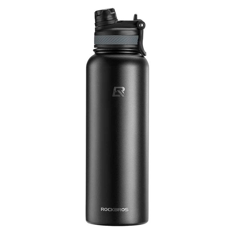 Insulated Stainless Steel Cycling Water Bottle — Vacuum Thermos 550/650/1000/1200ml (18.6/22/33.8/40.6oz) with Carry Handle