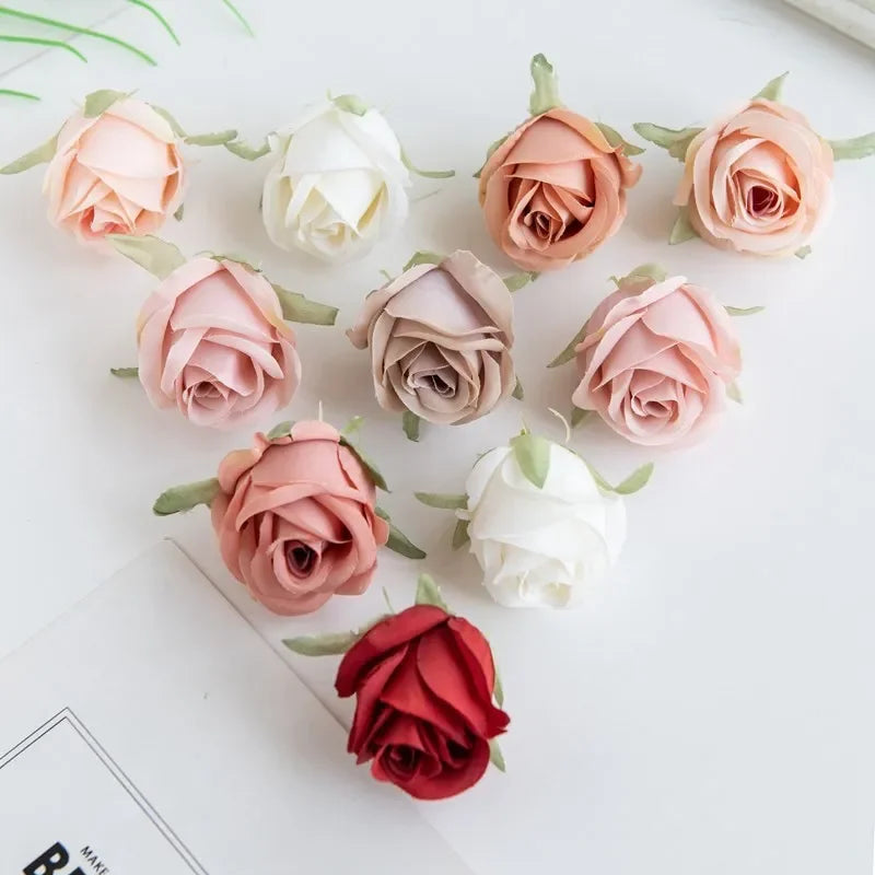 Silk Rose Head Artificial Flowers - 5 or 10-Pack for Wedding & Home Decor, DIY Garland and Flower Wall