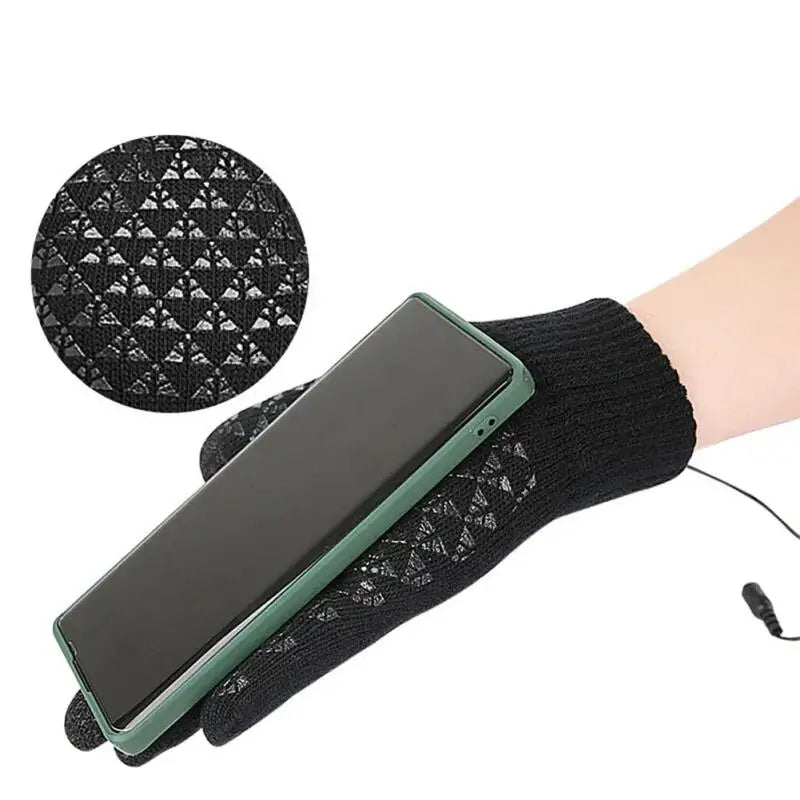 USB Heated Touchscreen Winter Gloves - Thermal Knitted Non-Slip Gloves for Skiing, Cycling & Backpacking