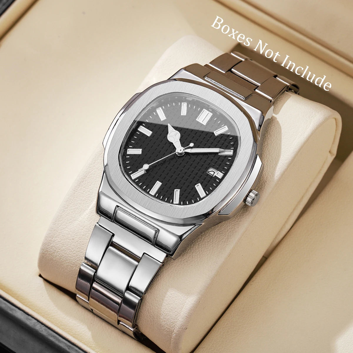 Luxury Men's Square Dial Alloy Strap Quartz Watch - Business & Casual