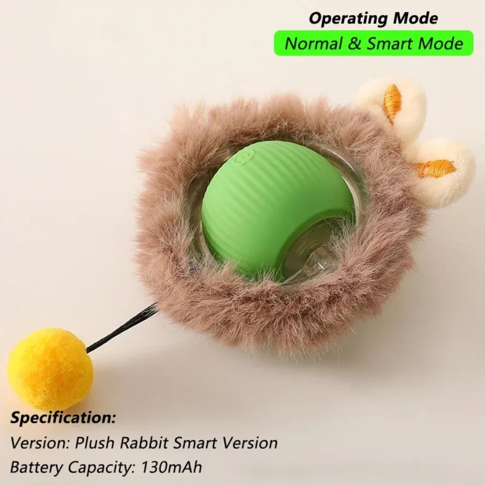 Interactive Rechargeable Rolling Cat Ball with Faux Tail – Automatic Smart Pet Toy for Cats & Small Dogs