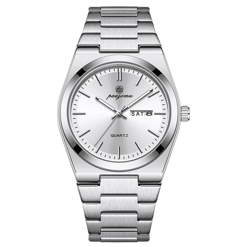 Men's Quartz Stainless Steel Watch 40-44mm Dial, 3ATM Water-Resistant Luminous Chronograph with Date