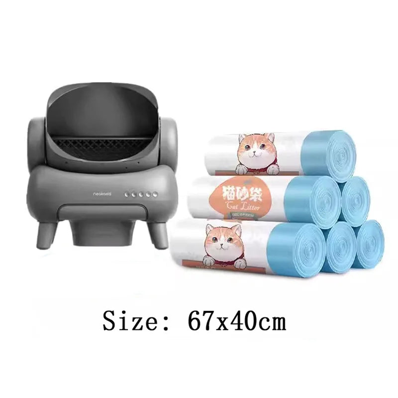 Drawstring Thickened Cat Litter Box Liners — Disposable Pet Waste Bags for Smart Litter Boxes