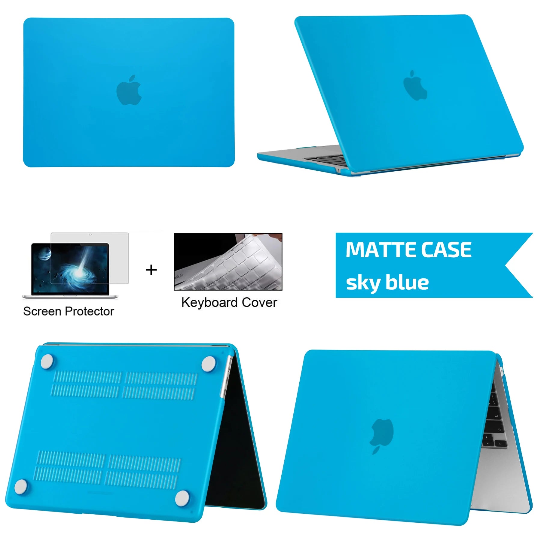 Hard Shell Protective Laptop Case for MacBook Air & Pro 13/13.6/14/16 Inch – PVC Snap-On Cover with Keyboard Cover & Screen Protector