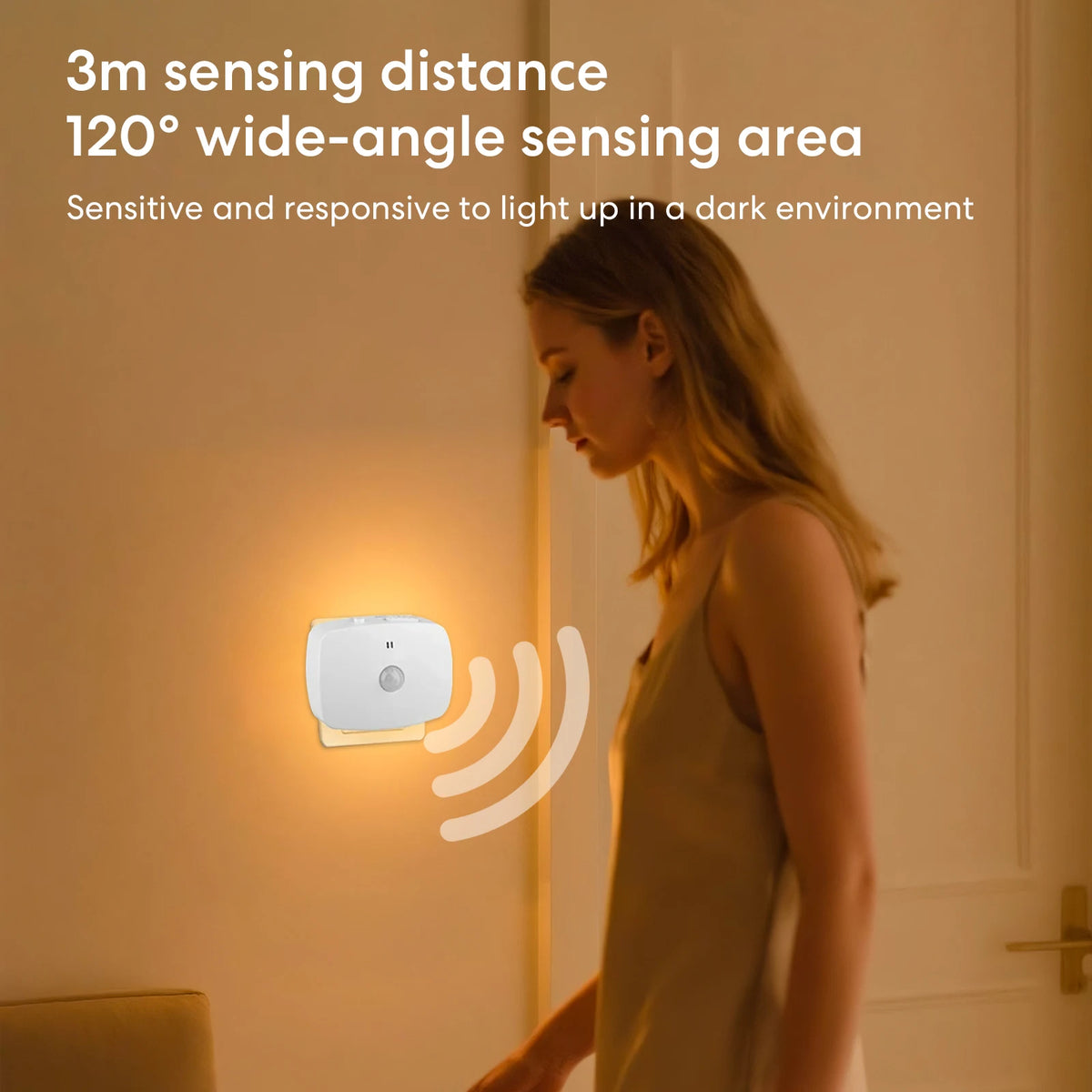 LED Motion Sensor Night Light EU Plug Dimmable PIR Light with Light Sensor Energy-Saving for Hallway Stairs Bathroom