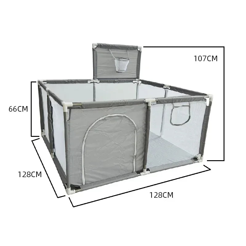 Square Baby Playpen 50.4 x 50.4 x 26 in (128 x 128 x 66 cm) Toddler Play Yard Ball Pit Safety Fence
