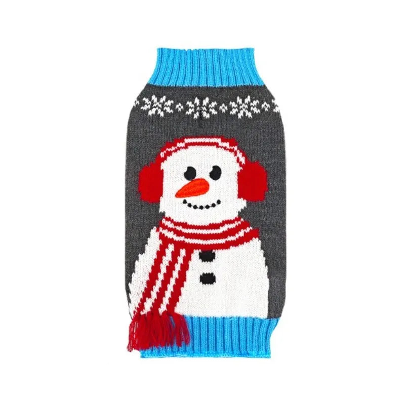 Christmas Knitted Dog Sweater – Winter Striped Cartoon Pet Coat, Sizes XXS–XXL (8.66–24.02 in / 22–61 cm Back)