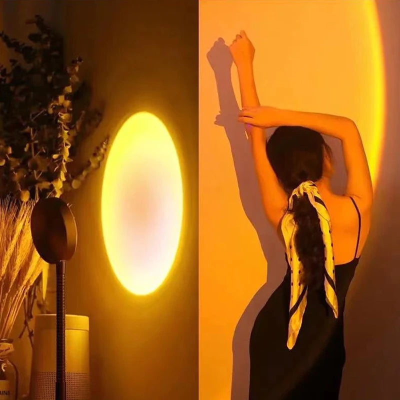 LED USB Sunset Lamp Projector Portable Mood Night Light for Bedroom, Living Room & Photography