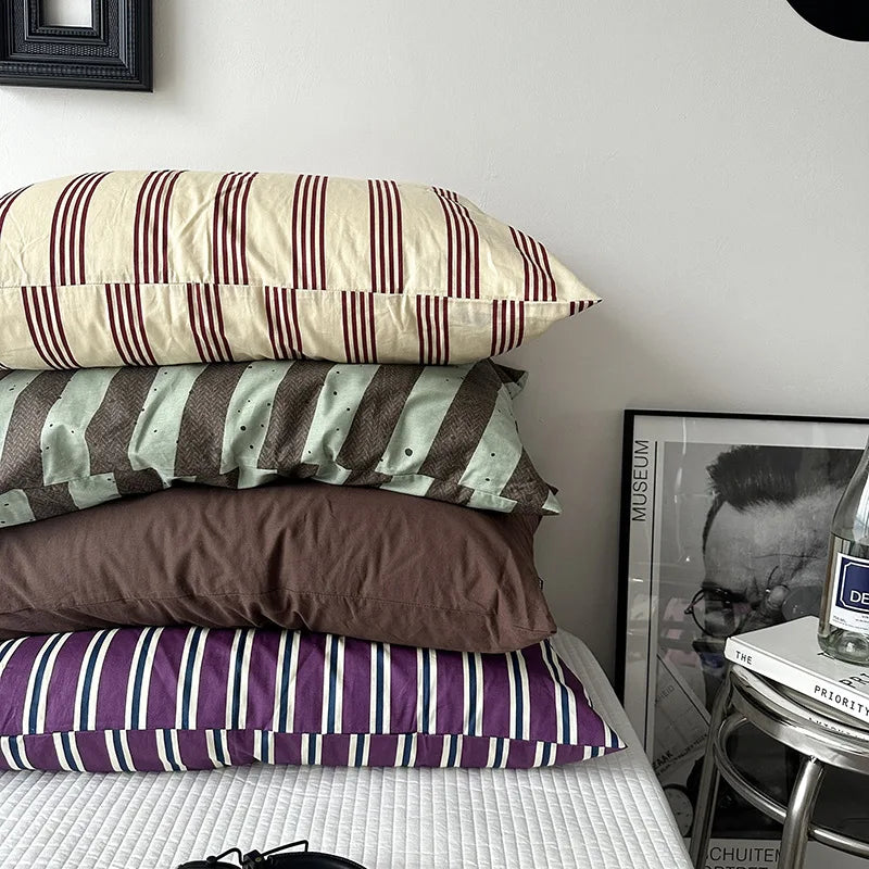 Soft Washed Cotton Striped Pillowcase - Single Pillow Cover 19 x 29 in (48 x 74 cm)